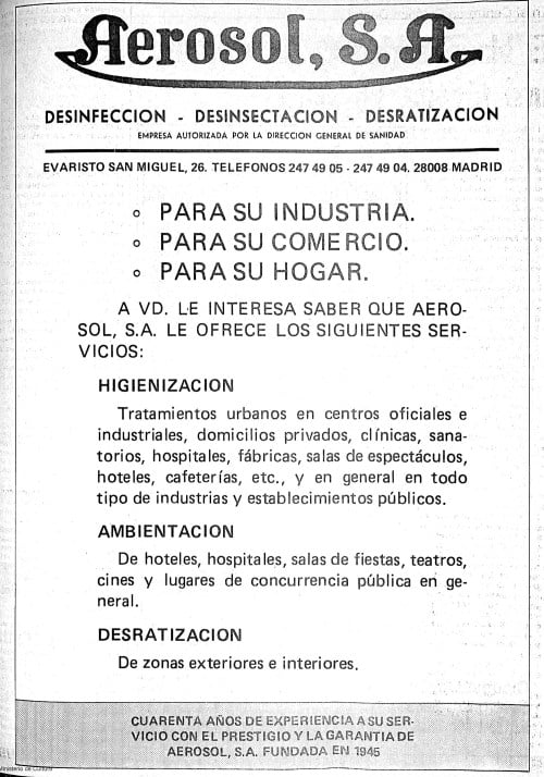 Recorte de prensa antiguo de Aerosol